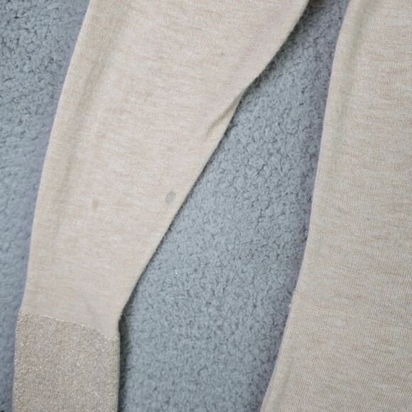 Lilly Pulitzer Gold Metallic Long Cardigan Sweater L V-Neck Logo Button Pocket - Picture 5 of 16